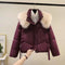 2024 Korean Fashion Fur Collar Winter Women White Jacket Ladies Vintage Short Warm Puffer Coat Female Parka Outerwear