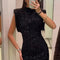 2024 New Fashion Sequin Mini Dress for Women Elegant O-Neck Fly Sleeve Shiny Short Dress Female Chic Club Evening Party Vestidos