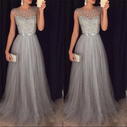 2022 Elegant Women Dresses Sequins Patchwork Dress Formal Wedding Bridesmaid Party Gown Long Dress Female Dresses