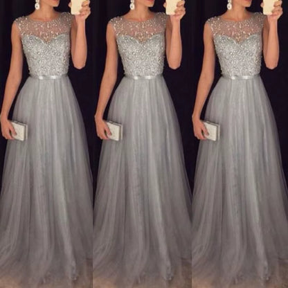 2022 Elegant Women Dresses Sequins Patchwork Dress Formal Wedding Bridesmaid Party Gown Long Dress Female Dresses