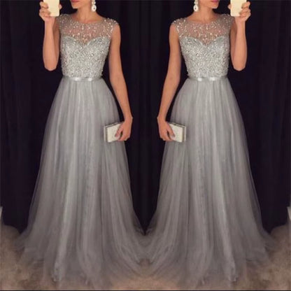 2022 Elegant Women Dresses Sequins Patchwork Dress Formal Wedding Bridesmaid Party Gown Long Dress Female Dresses