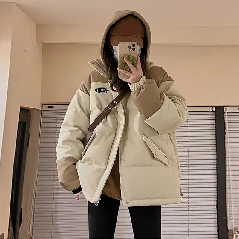 2024 Autumn Winter down Cotton Jacket Coat Women'S Stand Parkas Loose Thickening Design Sense Female Students Korean Outerwear