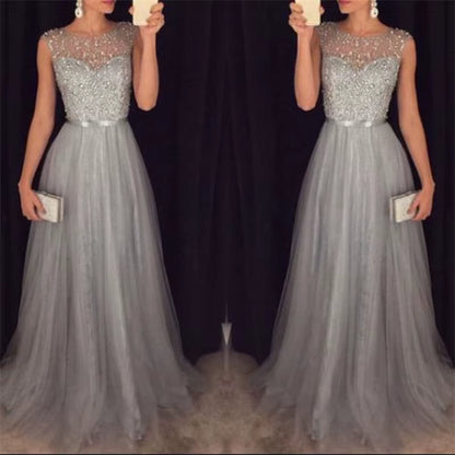 2022 Elegant Women Dresses Sequins Patchwork Dress Formal Wedding Bridesmaid Party Gown Long Dress Female Dresses