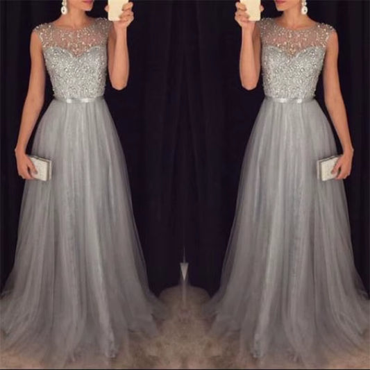 2022 Elegant Women Dresses Sequins Patchwork Dress Formal Wedding Bridesmaid Party Gown Long Dress Female Dresses